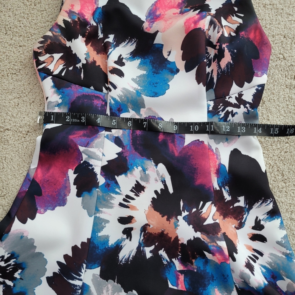Like New DKNY Floral Fit & Flare Dress Blue and Pink Size 2 - Picture 8 of 10